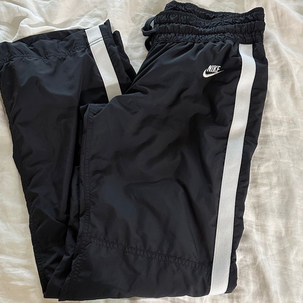 Nike Kids Black Joggers with White Stripes